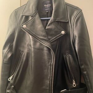 Madewell Black Leather Jacket with Silver Accents